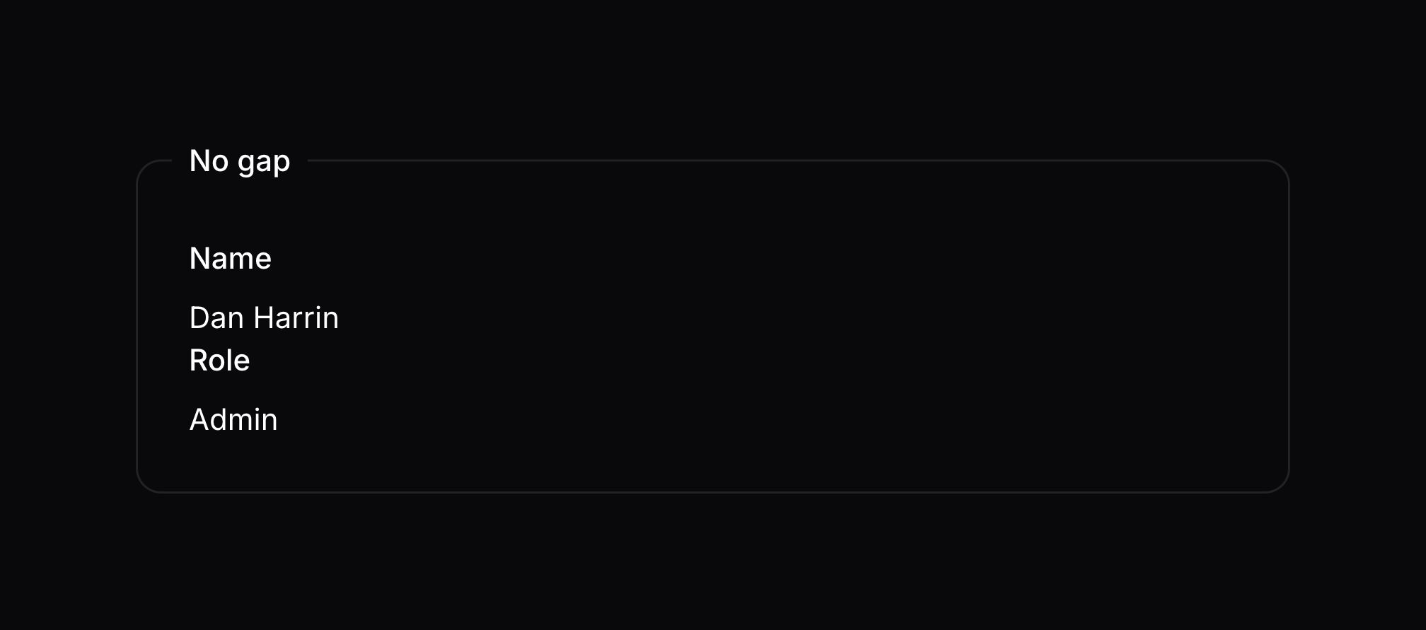 A layout with no gap