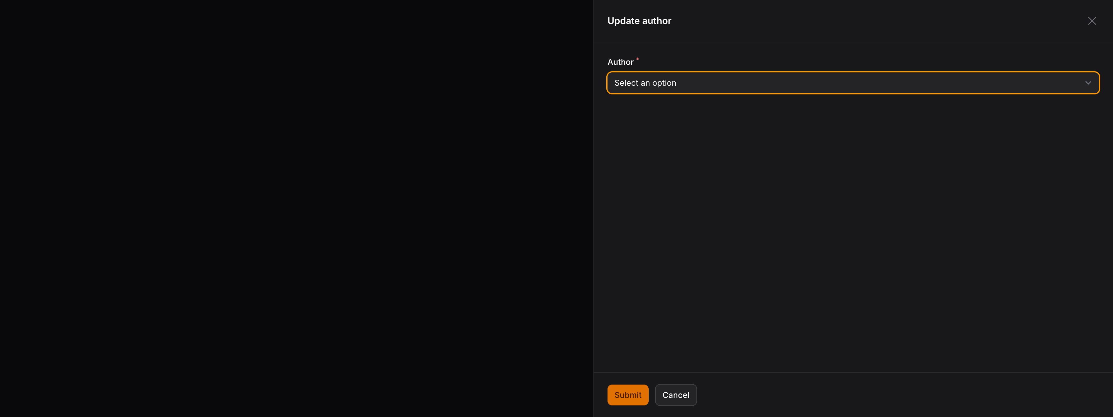 Slide over with form