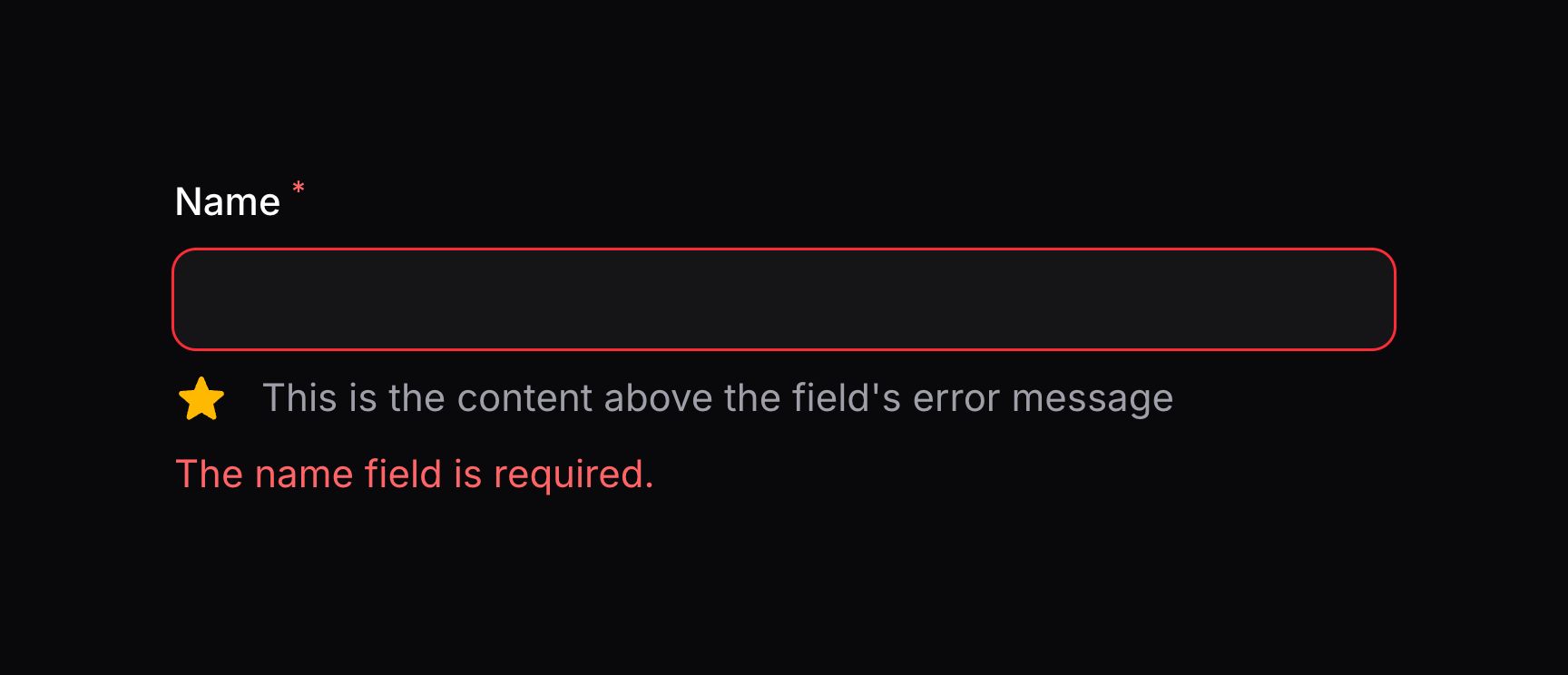 Form field with extra content above error message