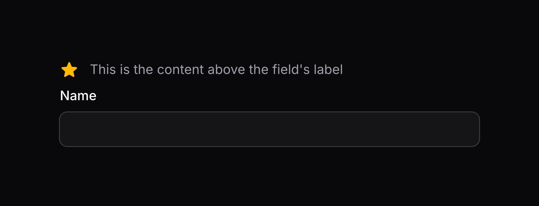 Form field with extra content above label
