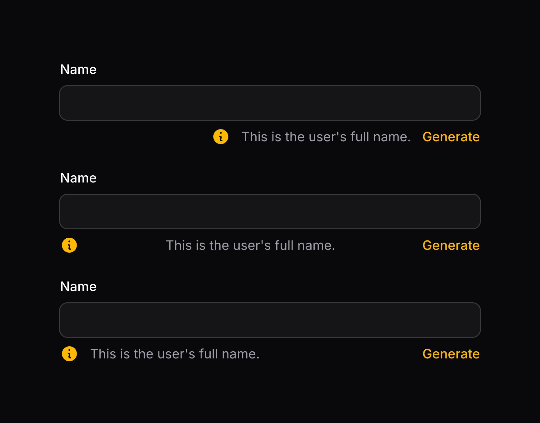 Form field with aligned components below content