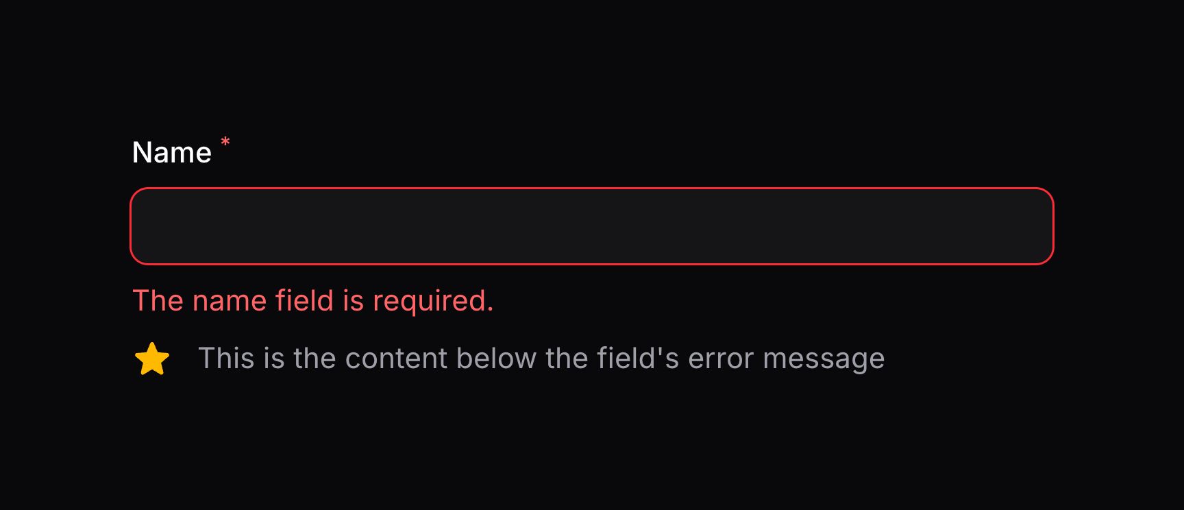 Form field with extra content below error message