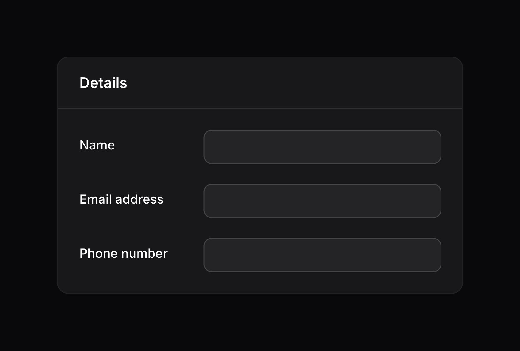 Form fields with inline labels in a section