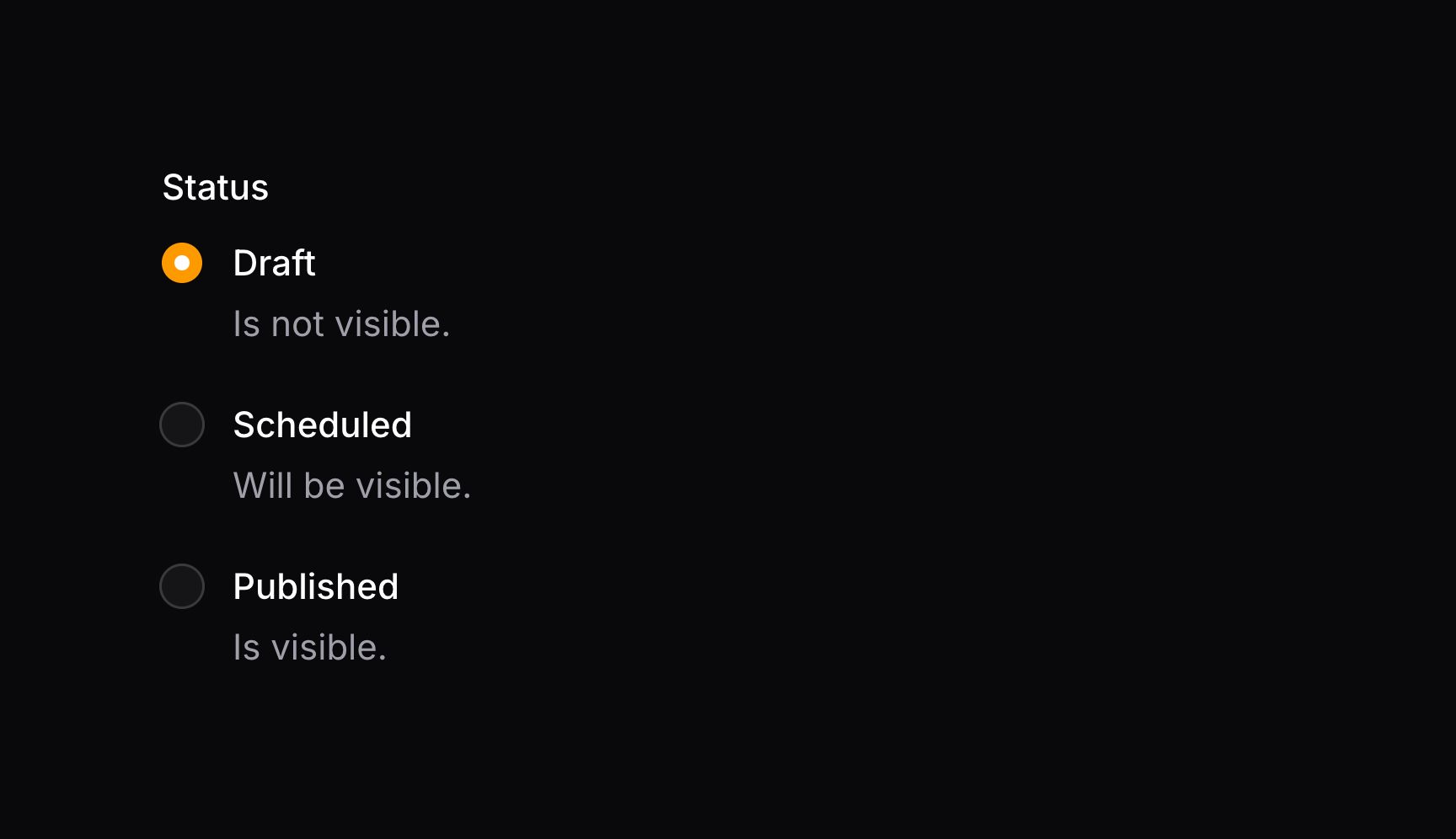Radio with option descriptions