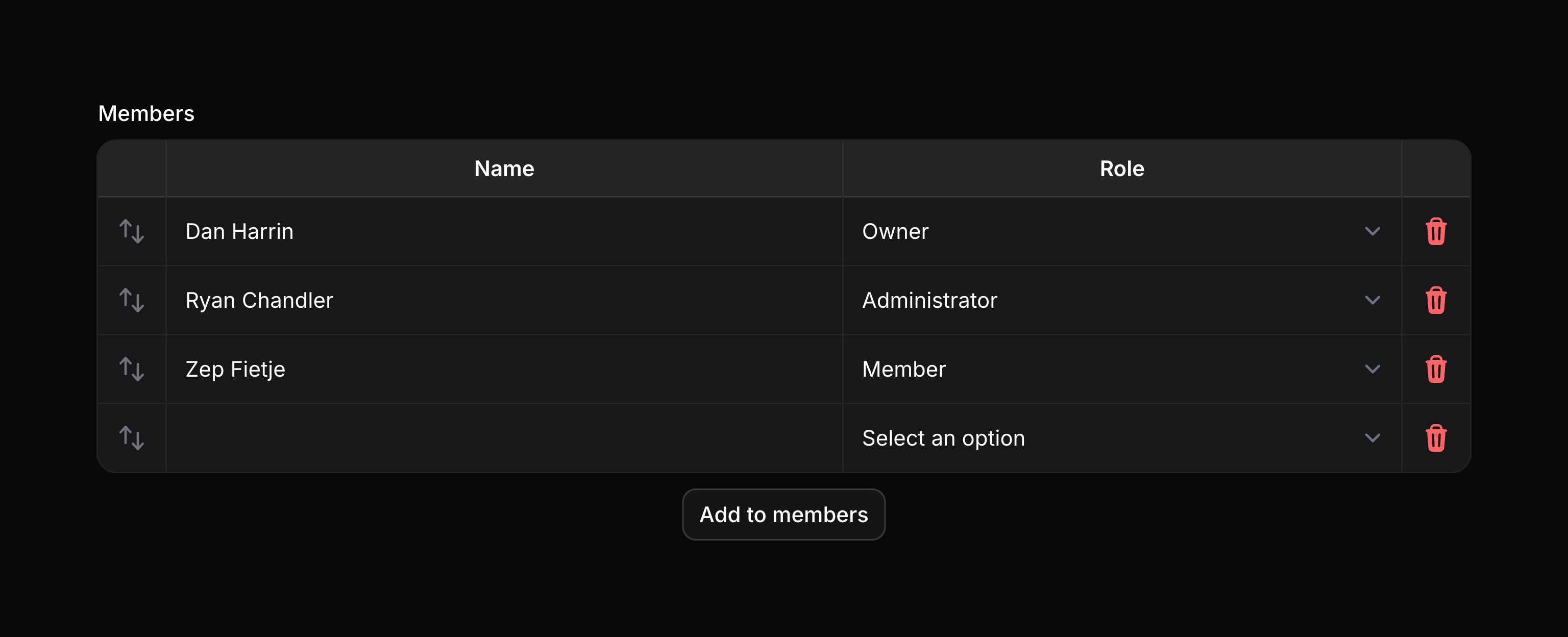 Repeater with a compact table layout