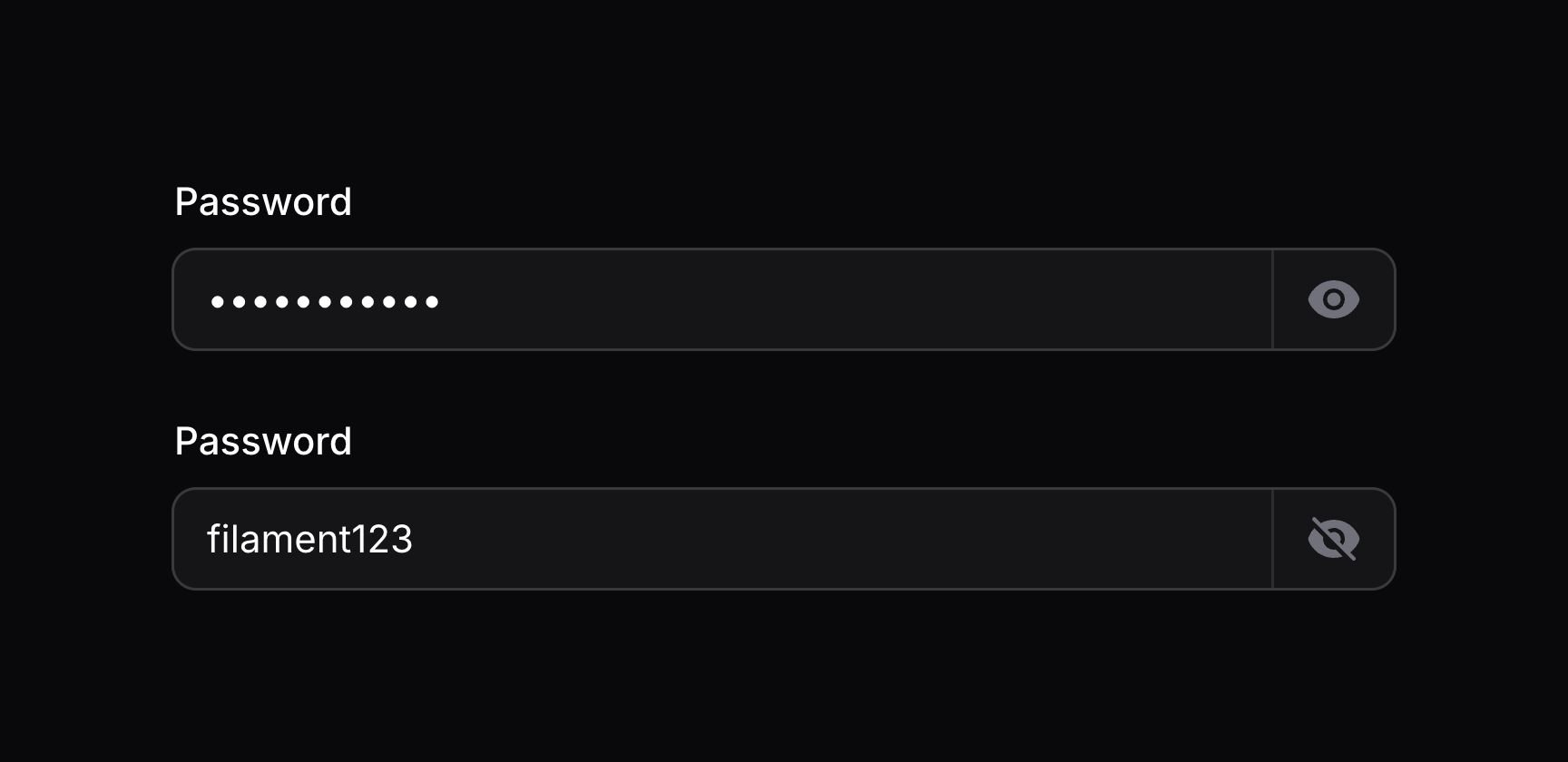Text input with revealable password