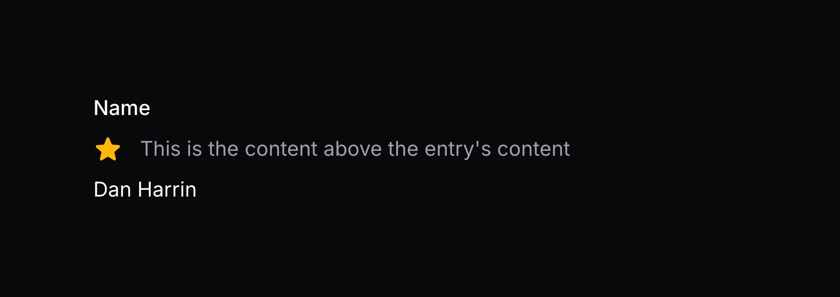 Infolist entry with extra content above content