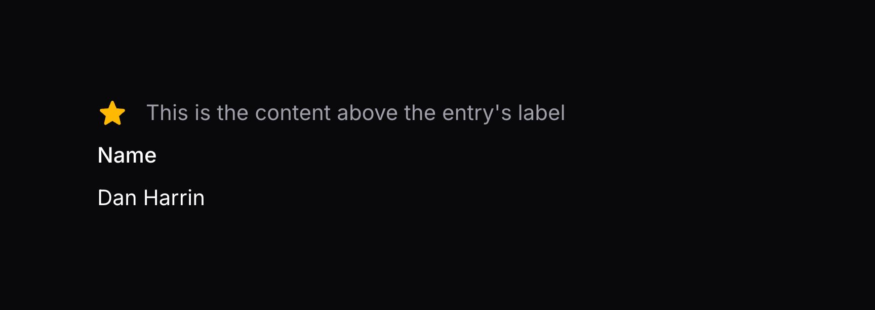 Infolist entry with extra content above label