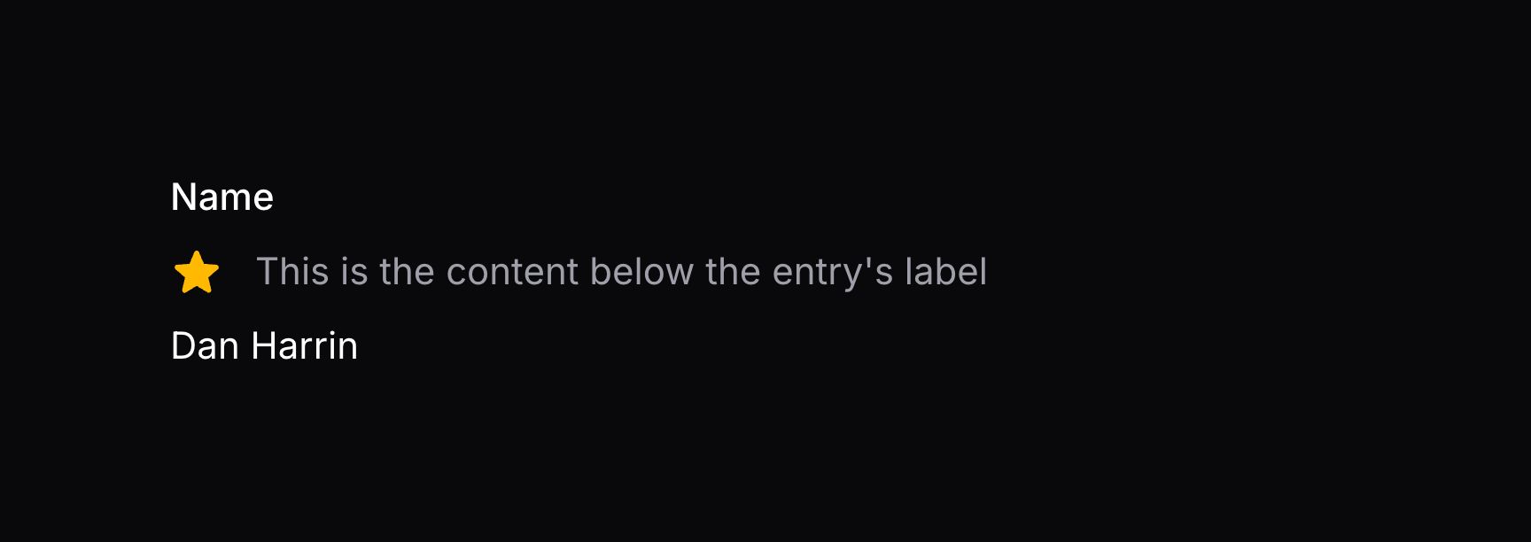 Infolist entry with extra content below label