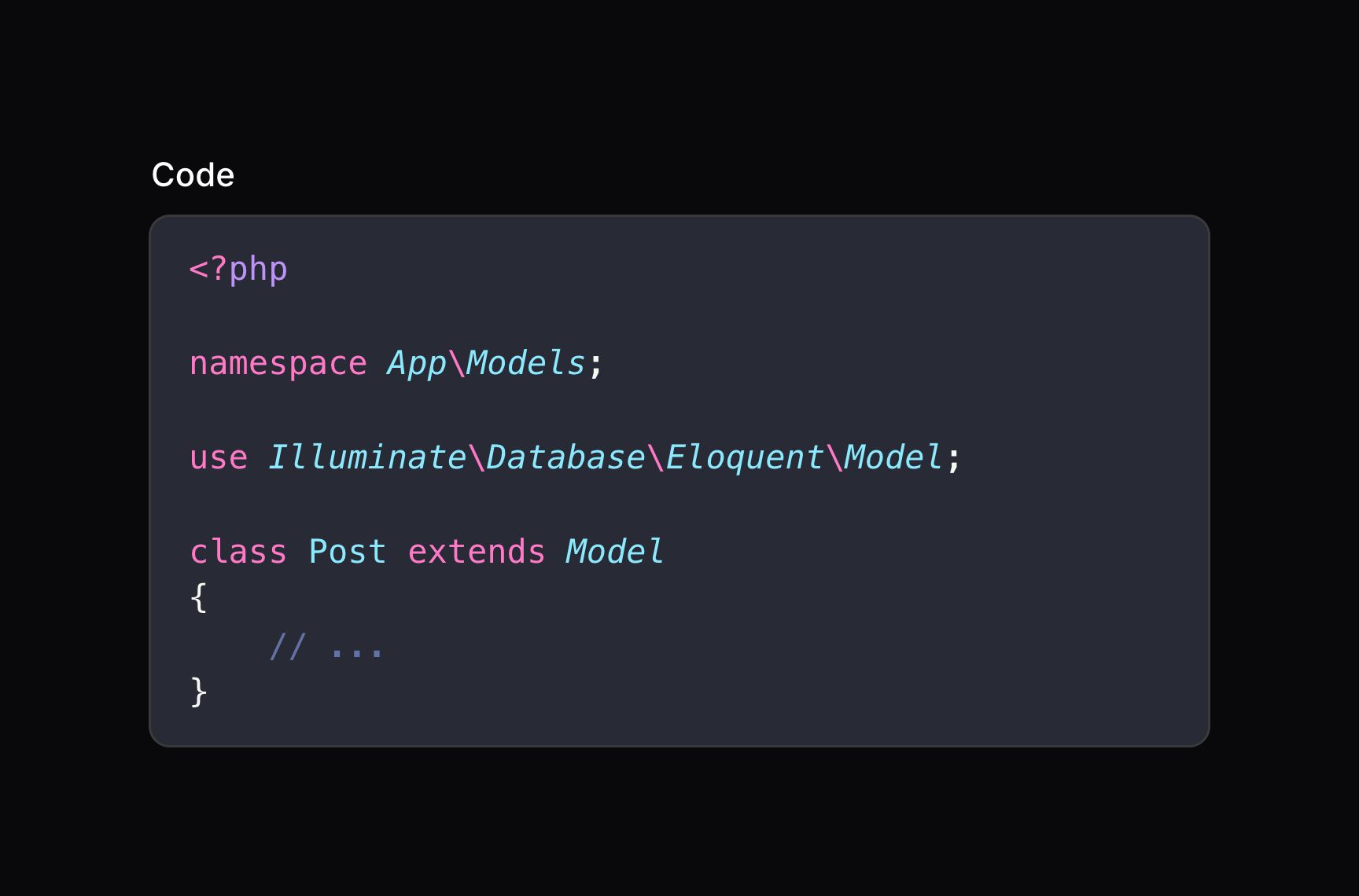 Code entry with the Dracula theme