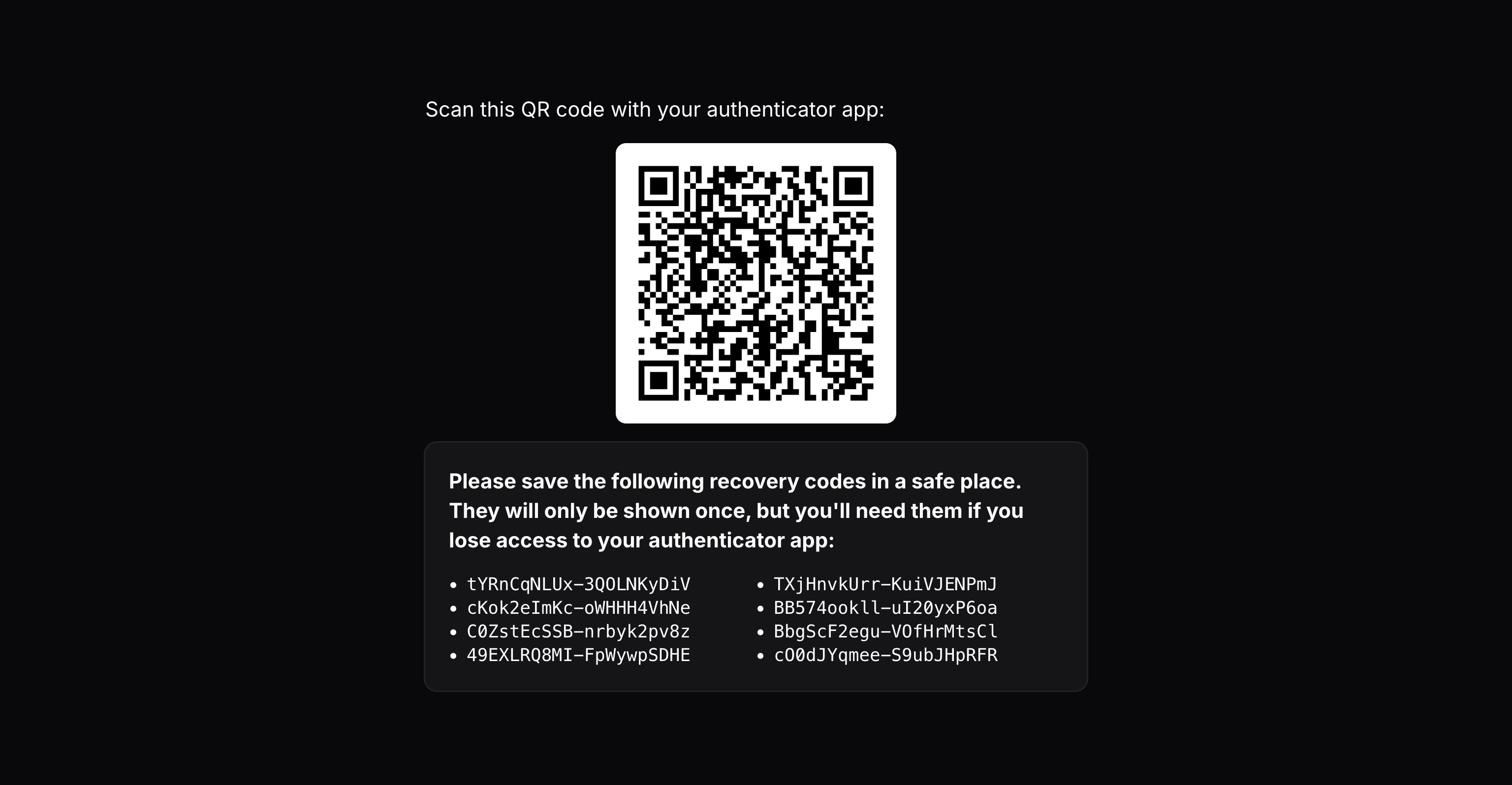 An example of using prime components to set up two-factor authentication.