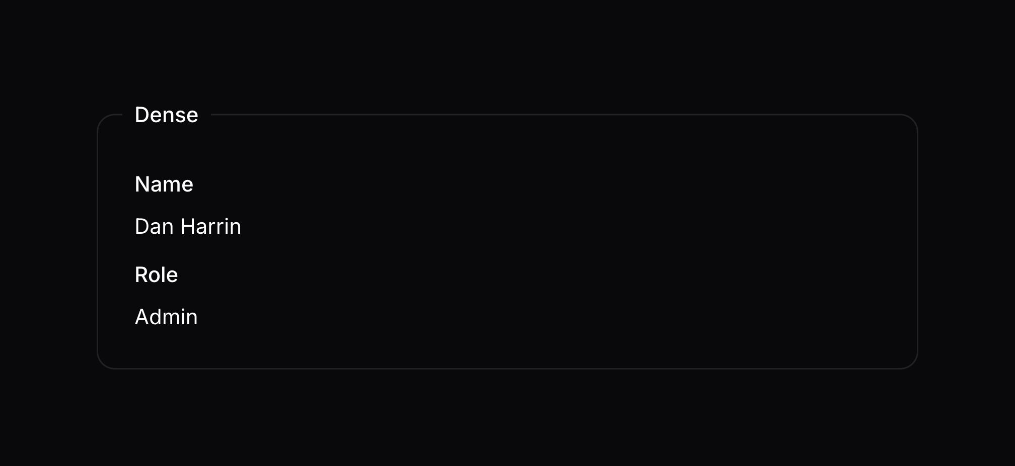 A layout with dense spacing