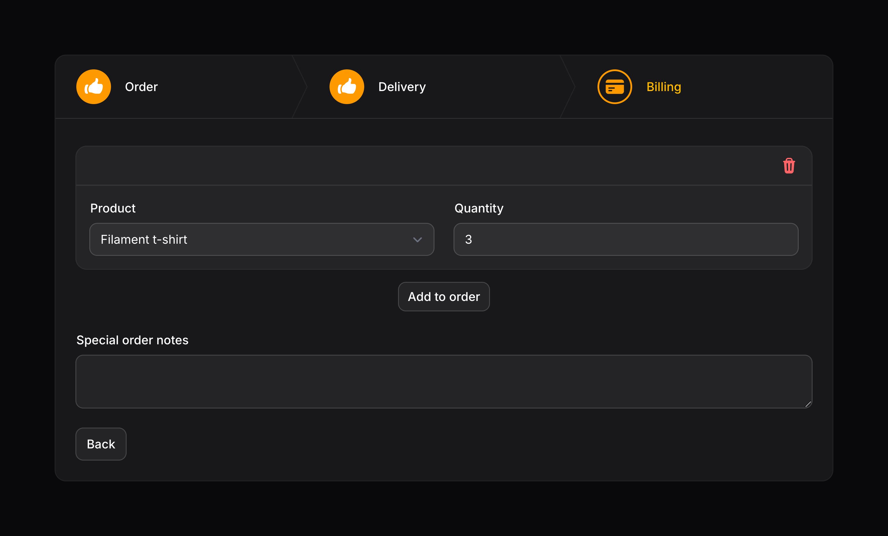 Wizard with completed step icons