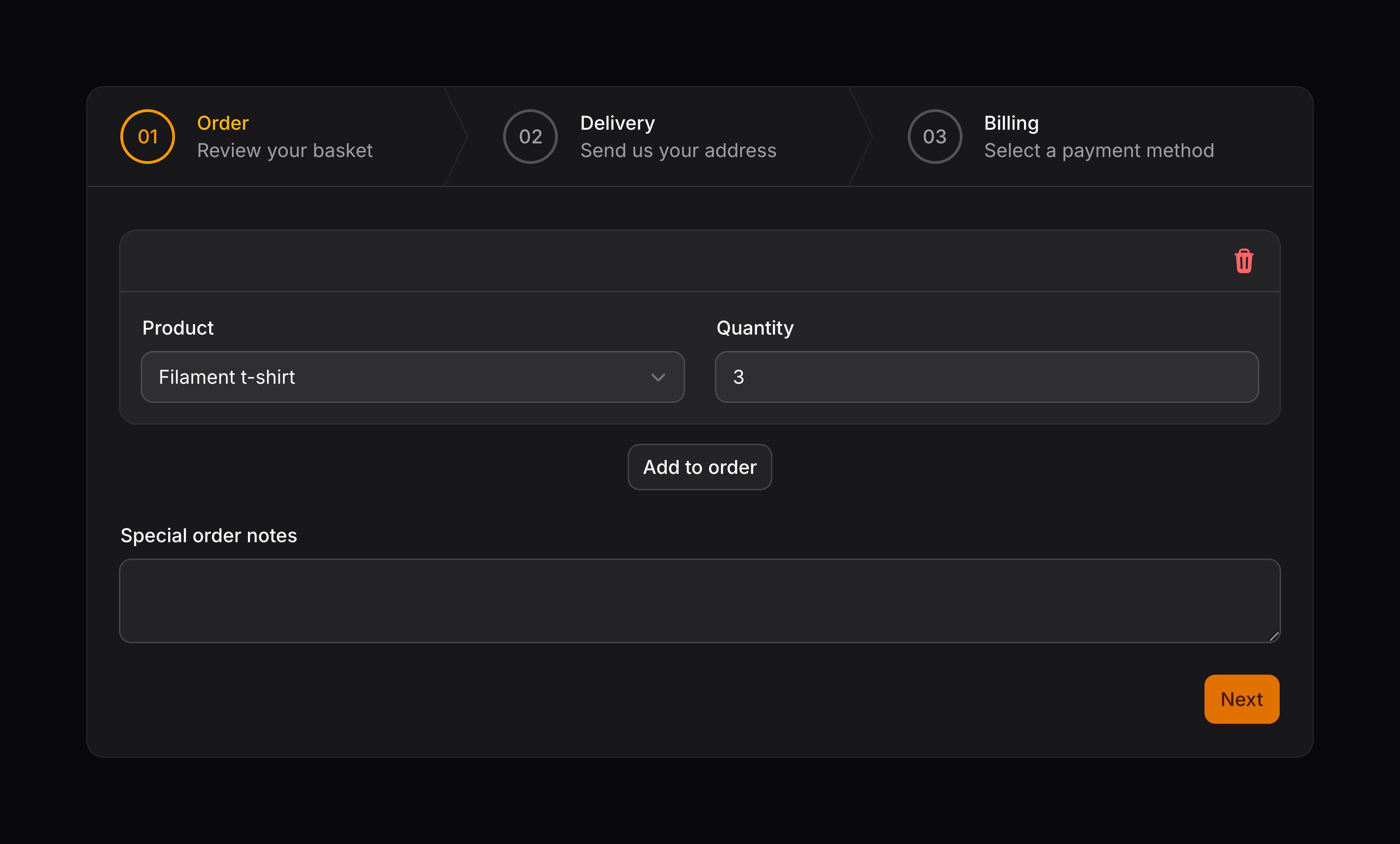 Wizard with step descriptions