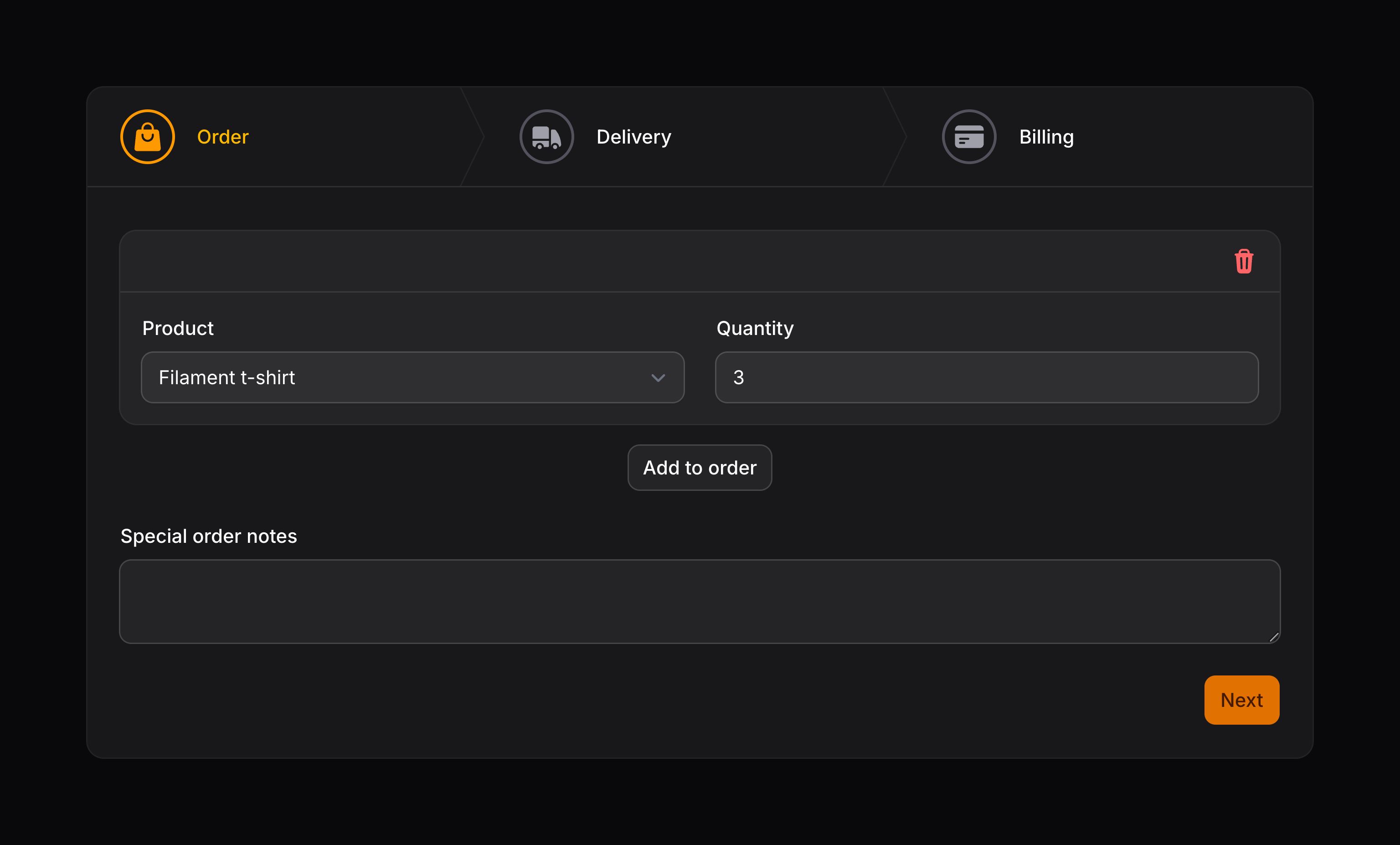 Wizard with step icons