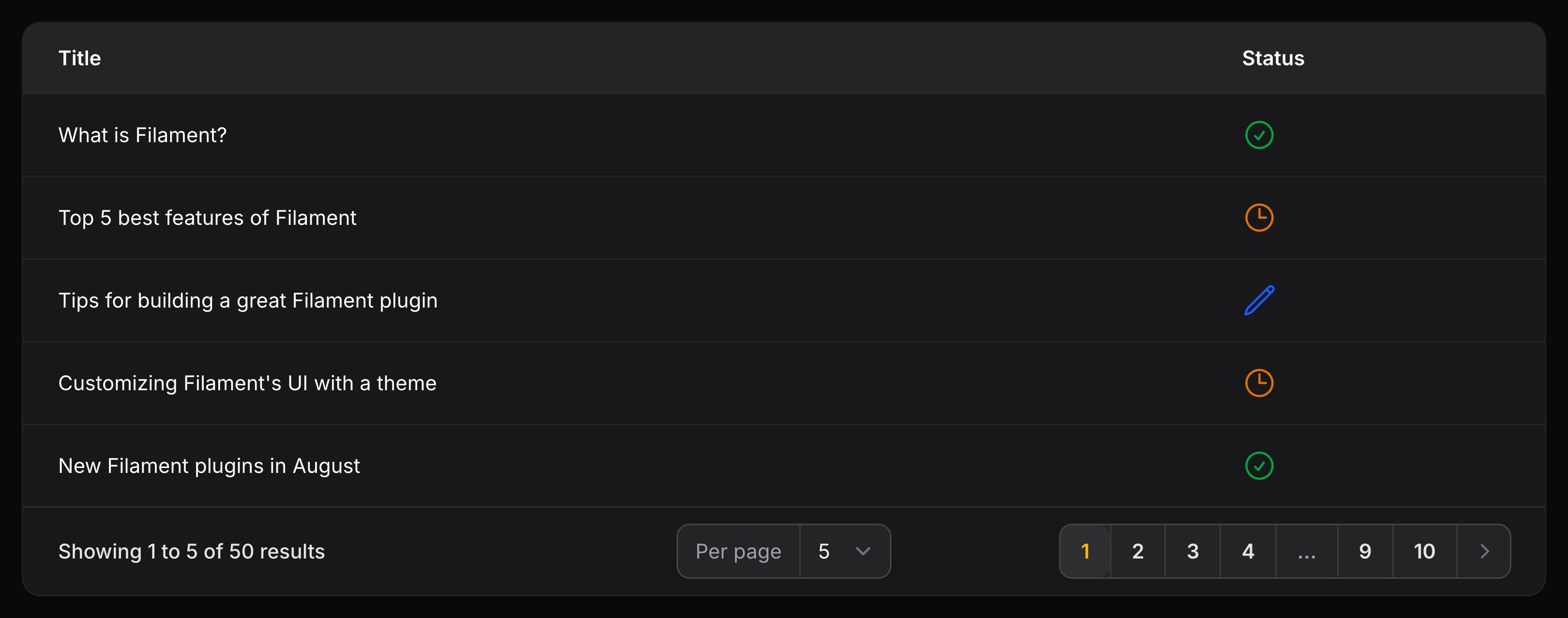 Icon column with color