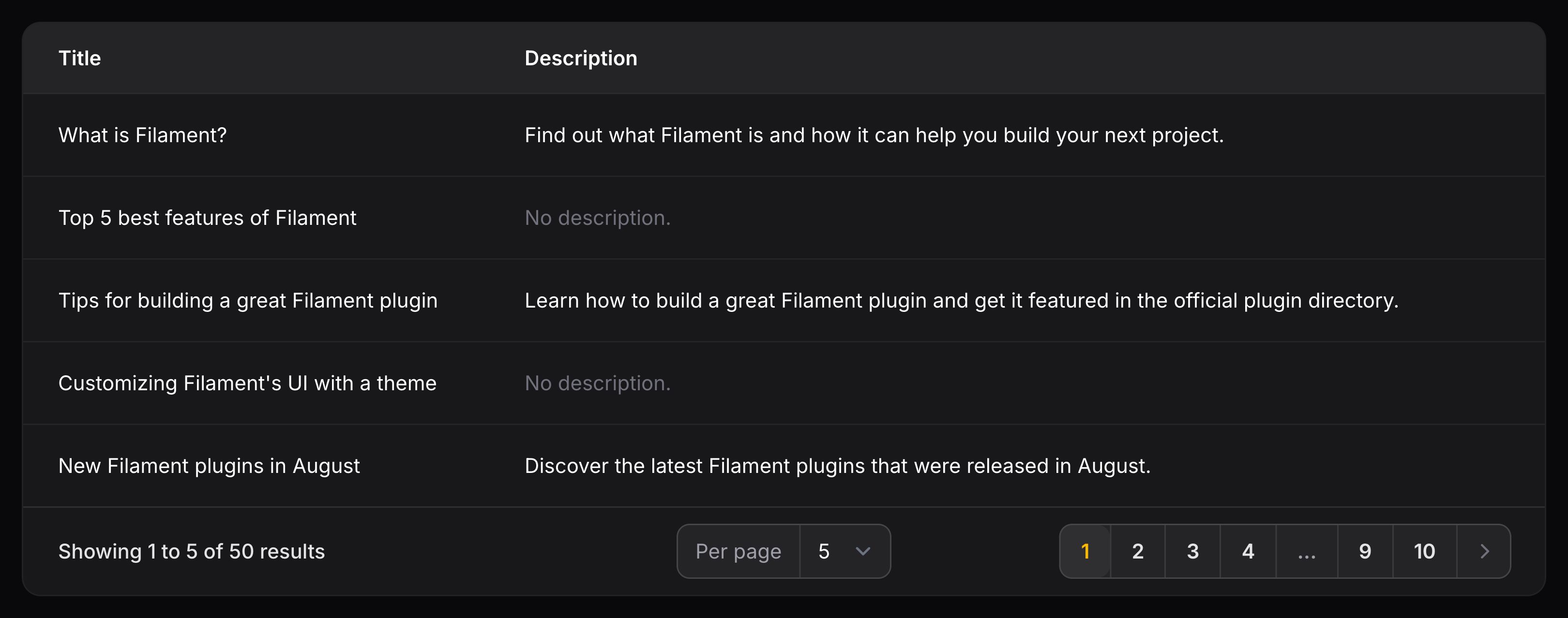 Column with a placeholder for empty state
