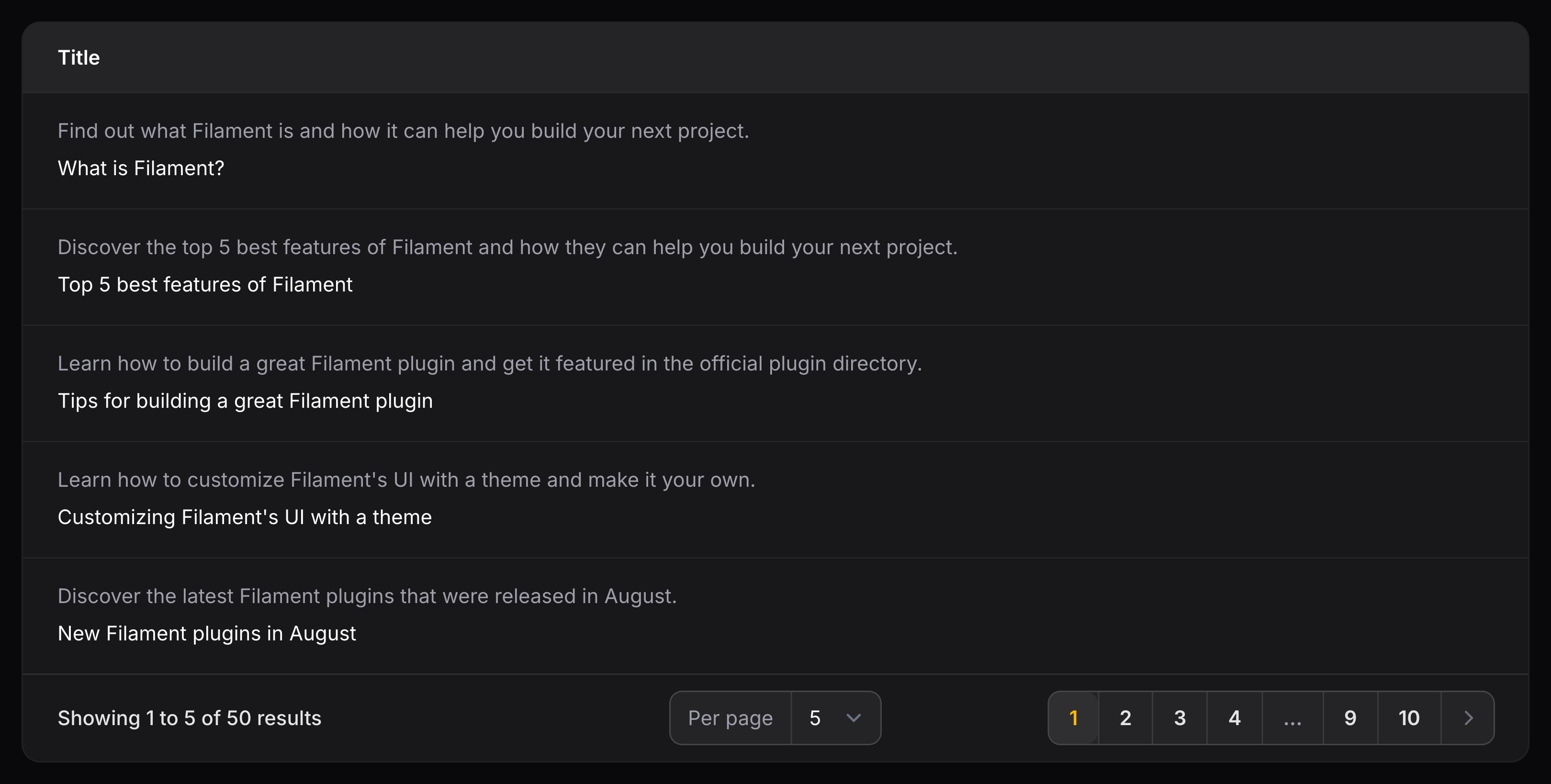 Text column with description above the content