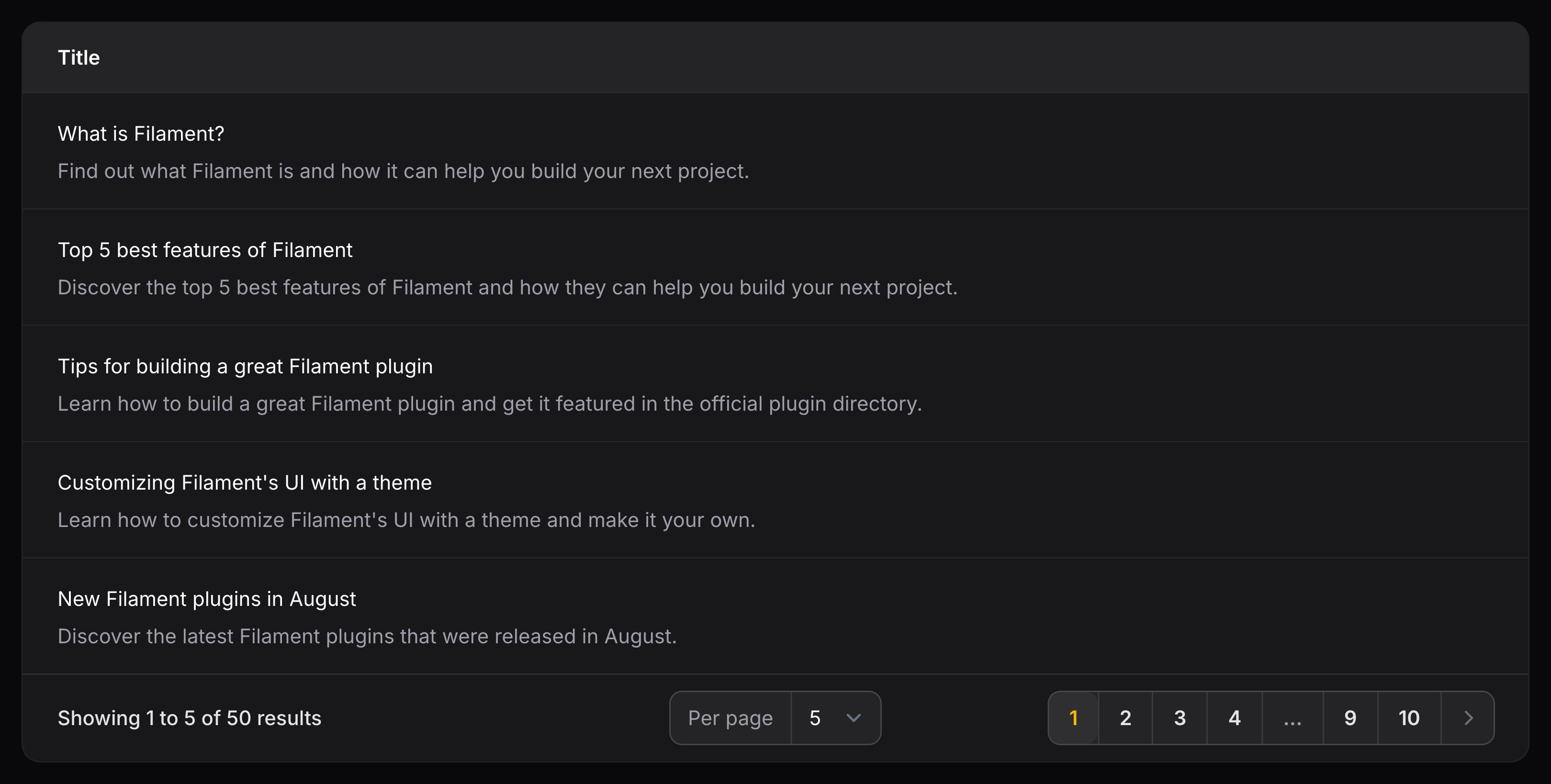 Text column with description