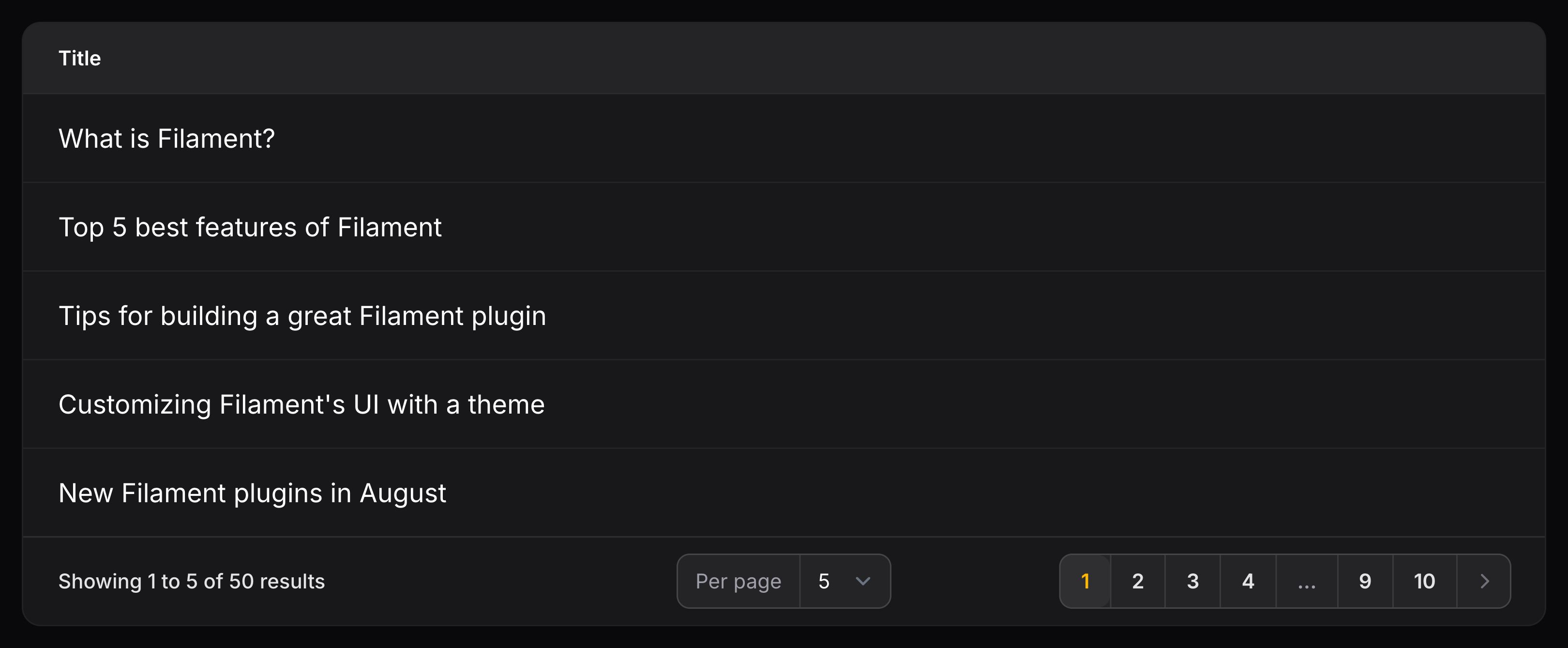 Text column in a large font size