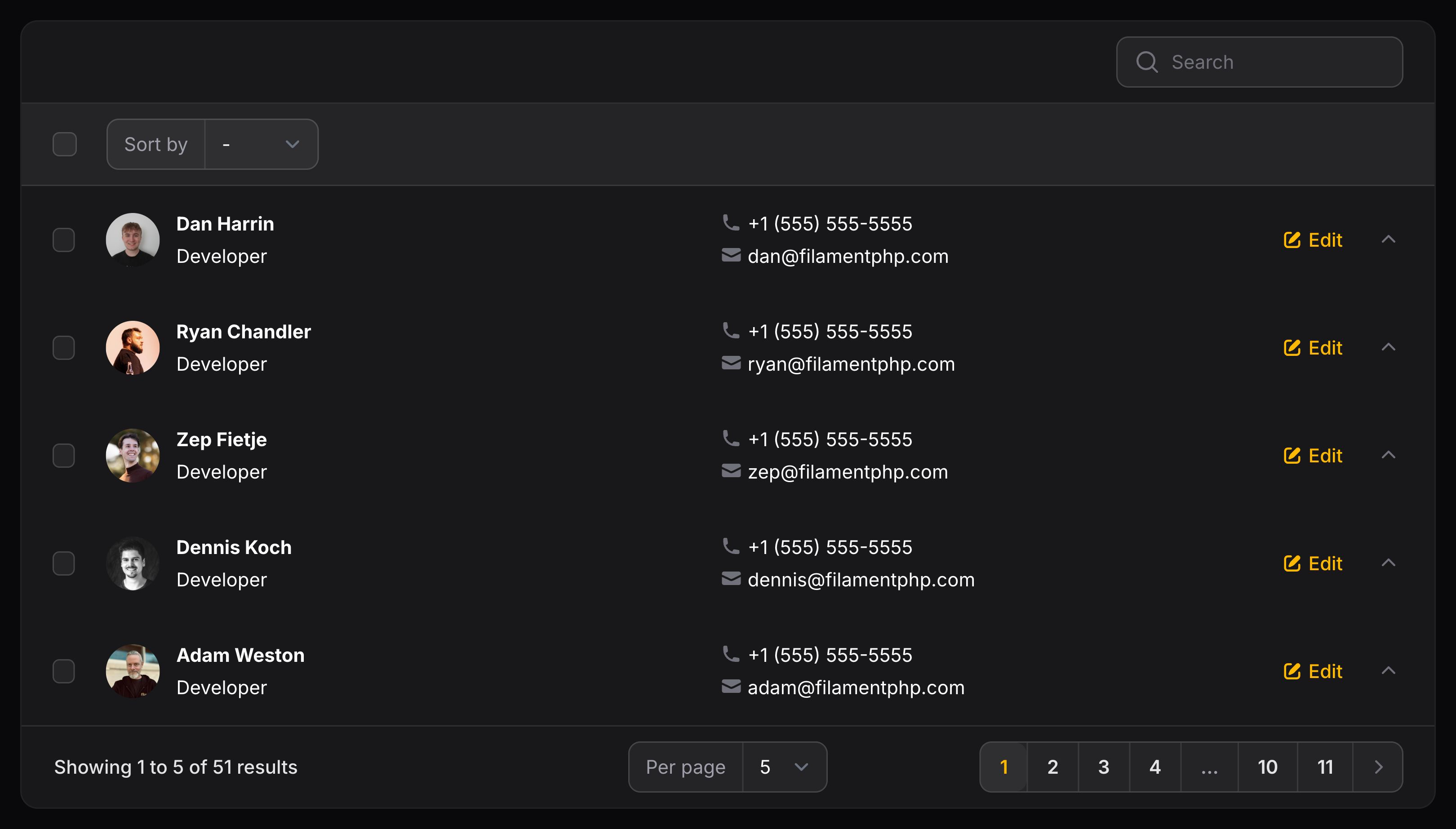 Table with responsive layout