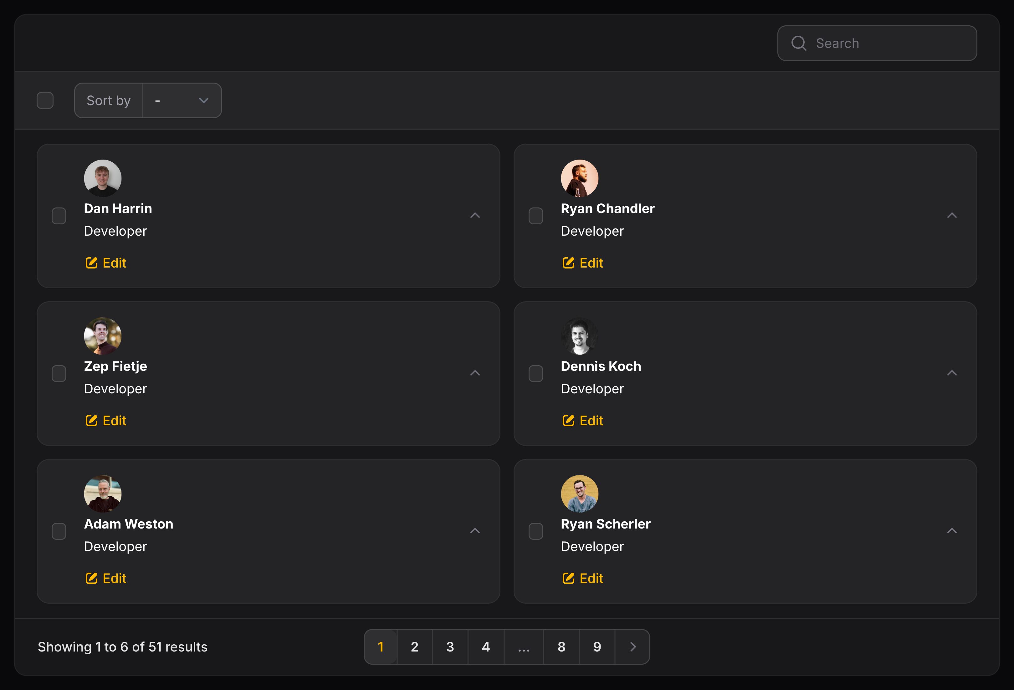 Table with grid layout