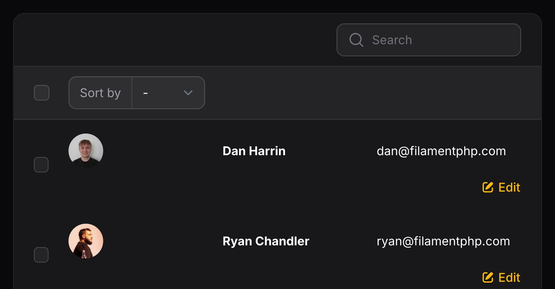 Table with a split layout on mobile