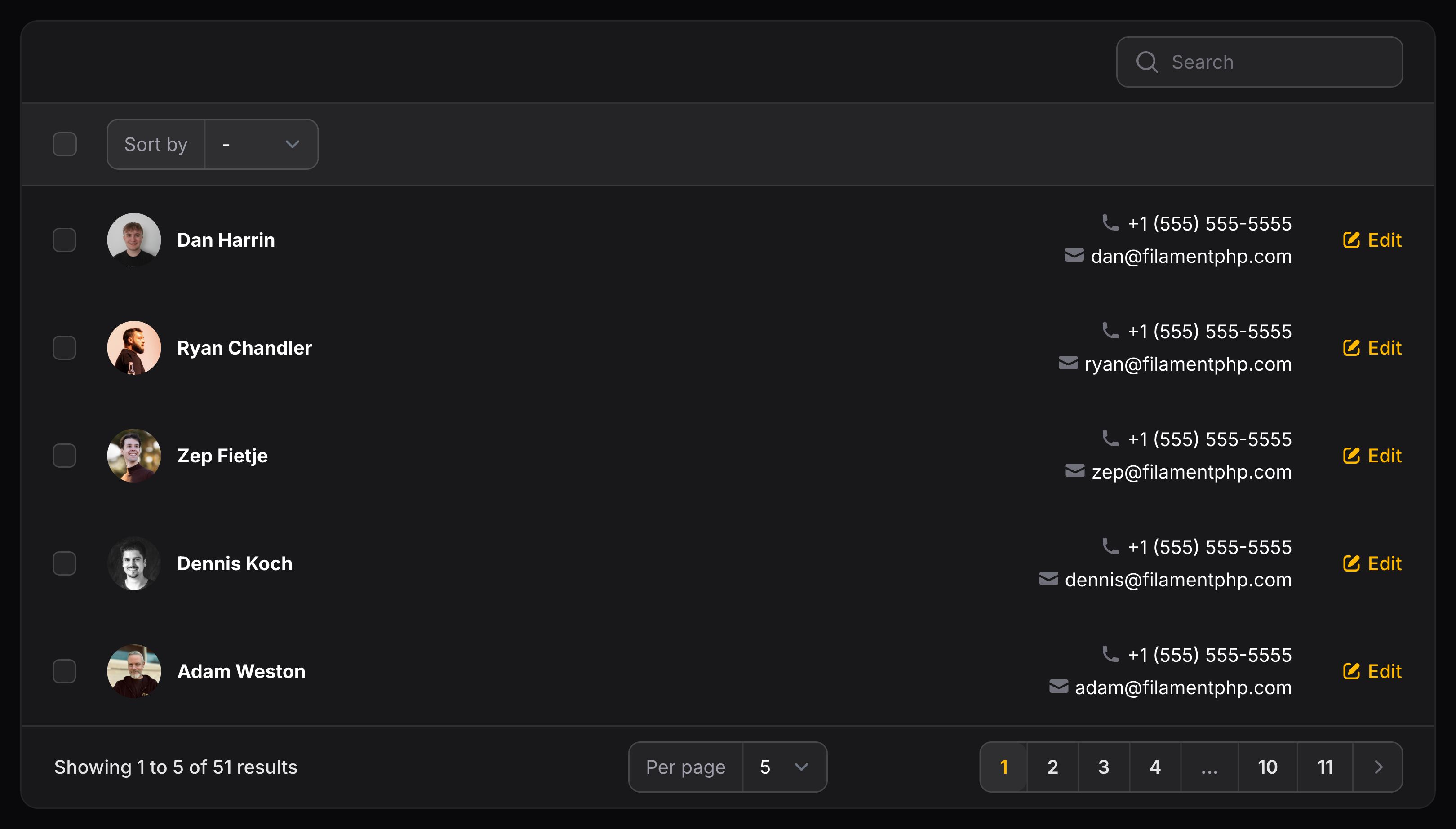 Table with a stack aligned right