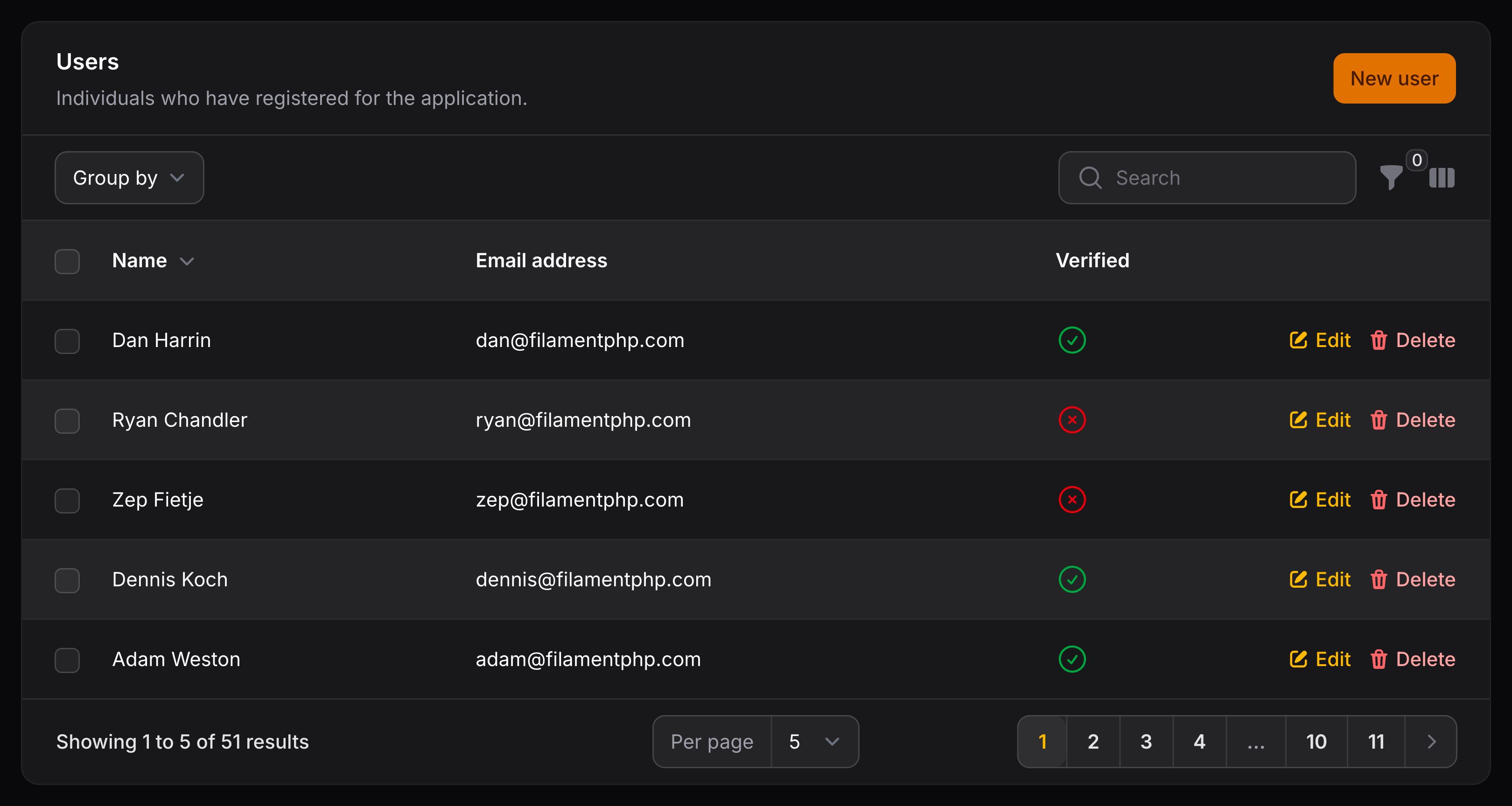 Table with striped rows