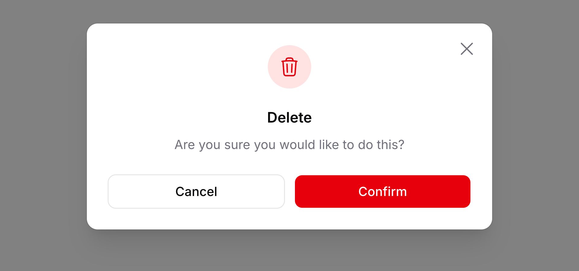 Confirmation modal with icon