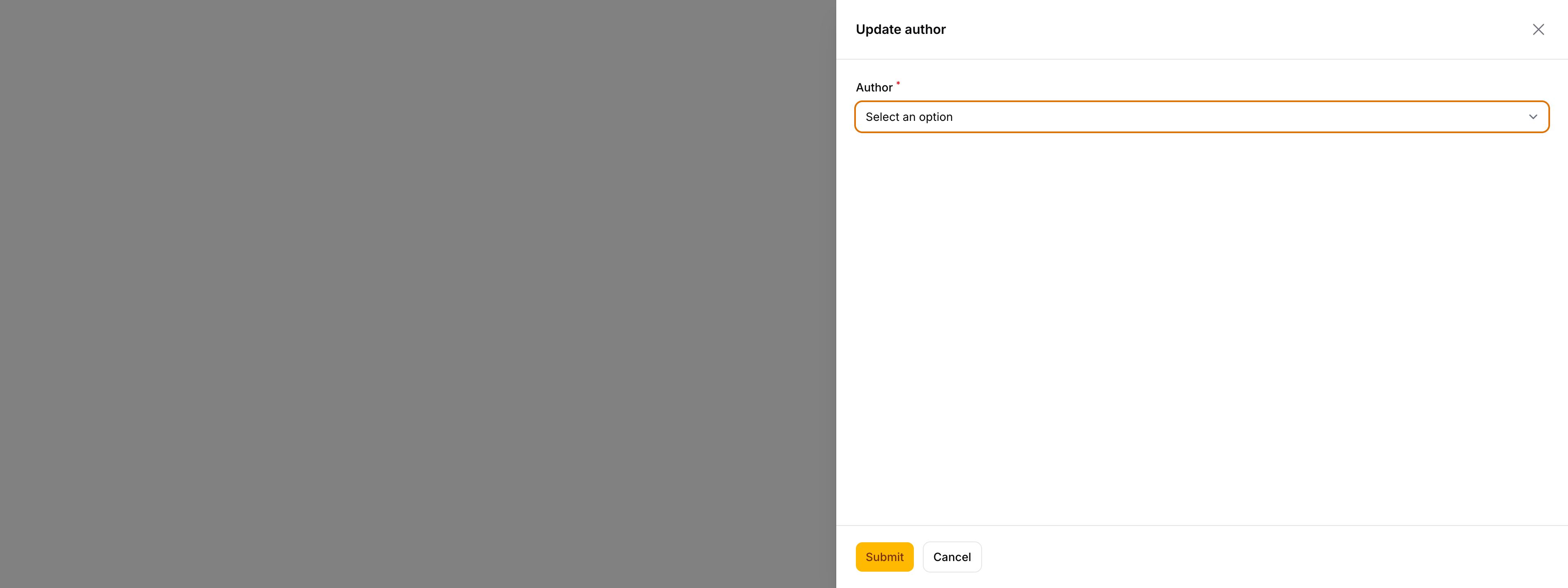 Slide over with form