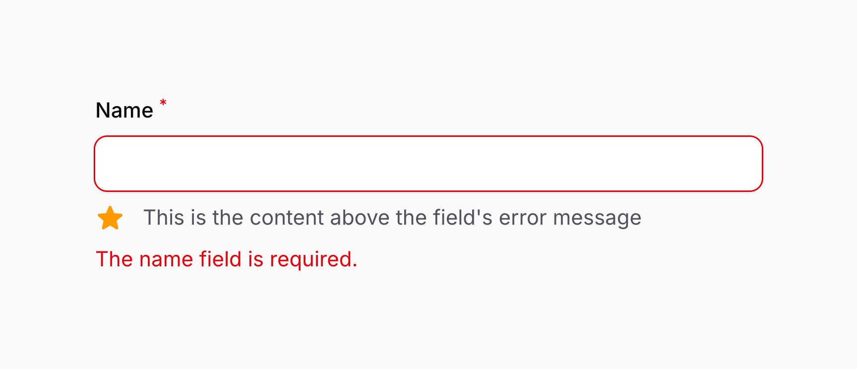 Form field with extra content above error message