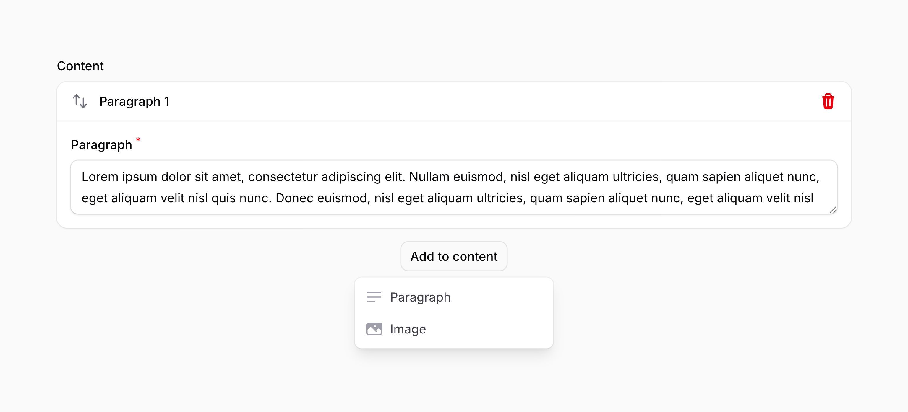 Builder with block icons in the dropdown