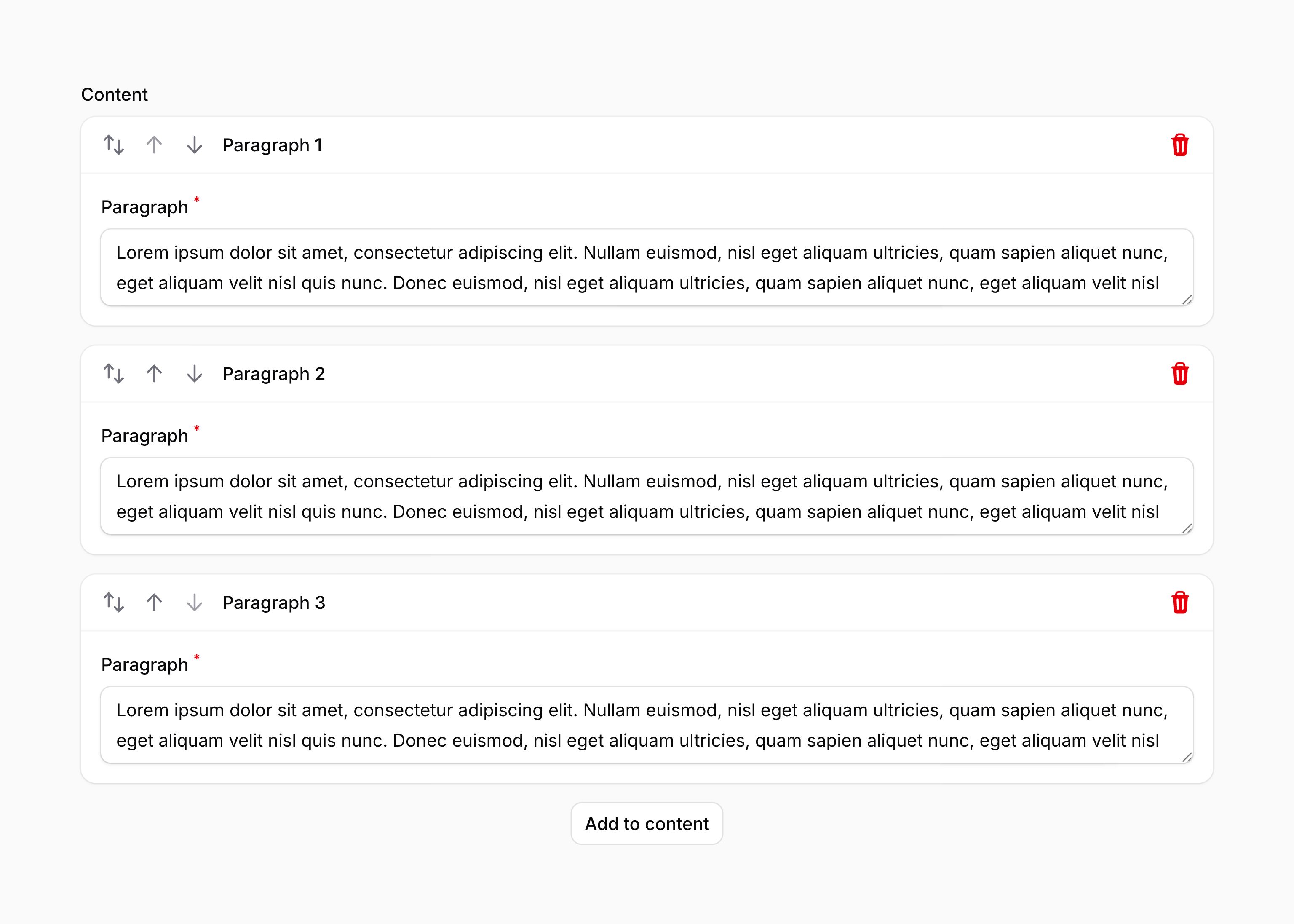 Builder that is reorderable with buttons