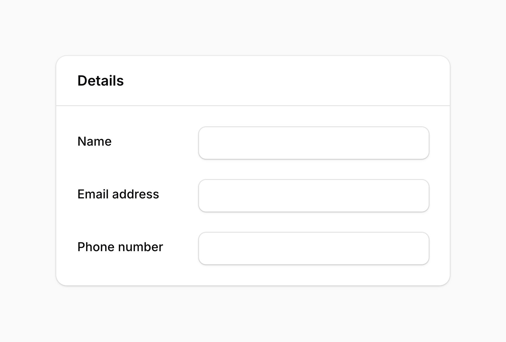 Form fields with inline labels in a section