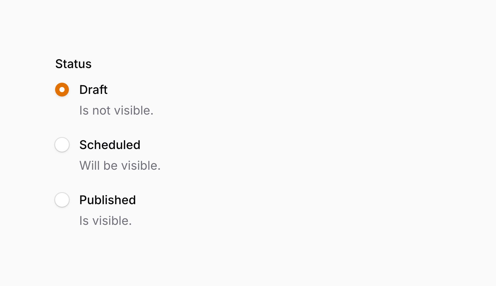 Radio with option descriptions