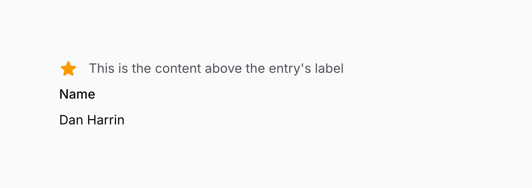 Infolist entry with extra content above label