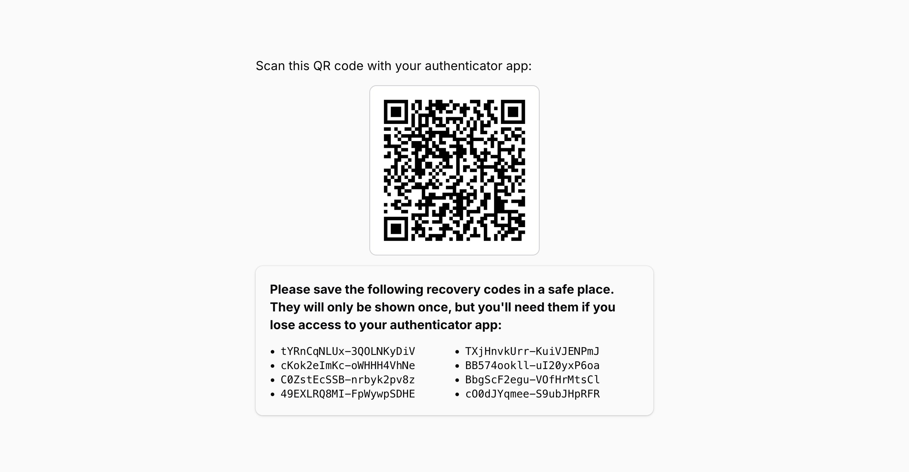 An example of using prime components to set up two-factor authentication.