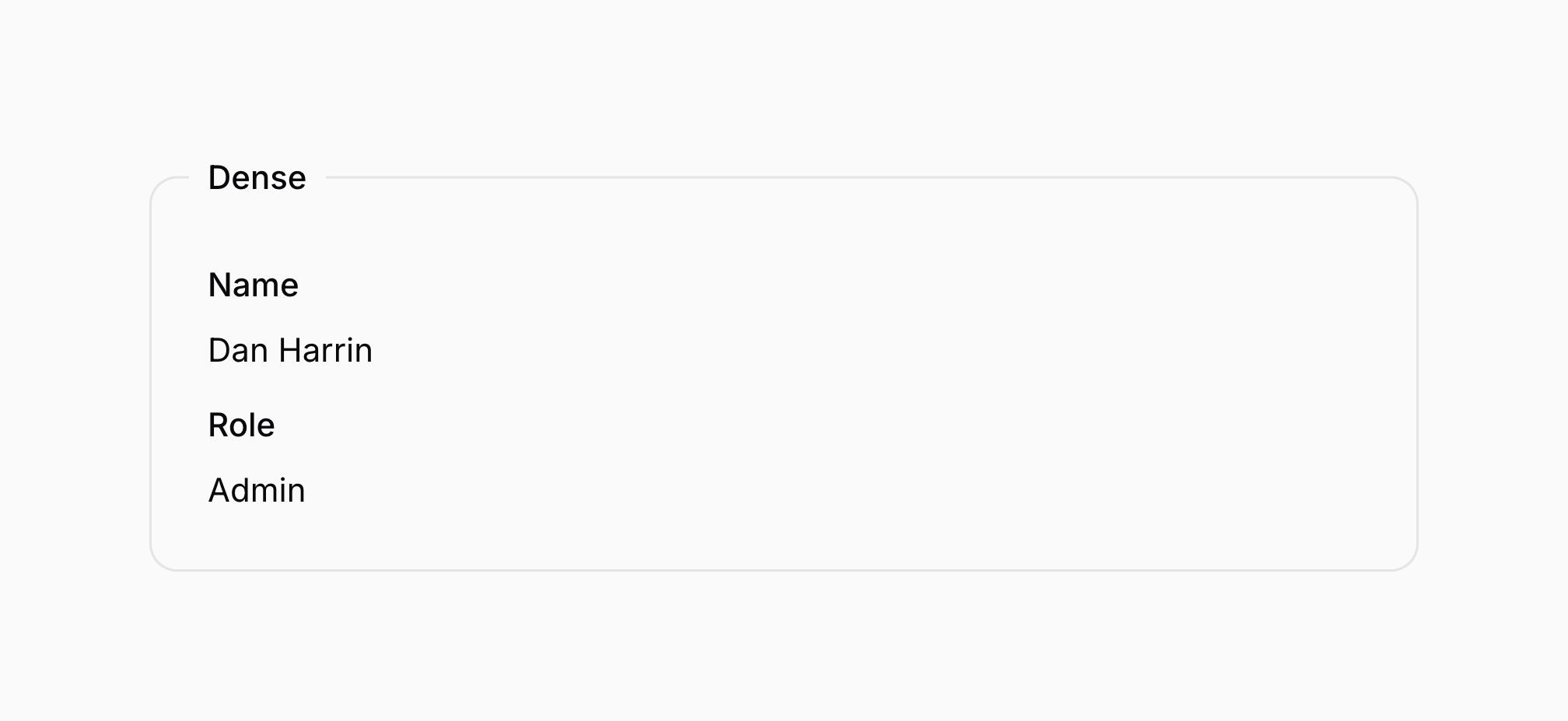 A layout with dense spacing