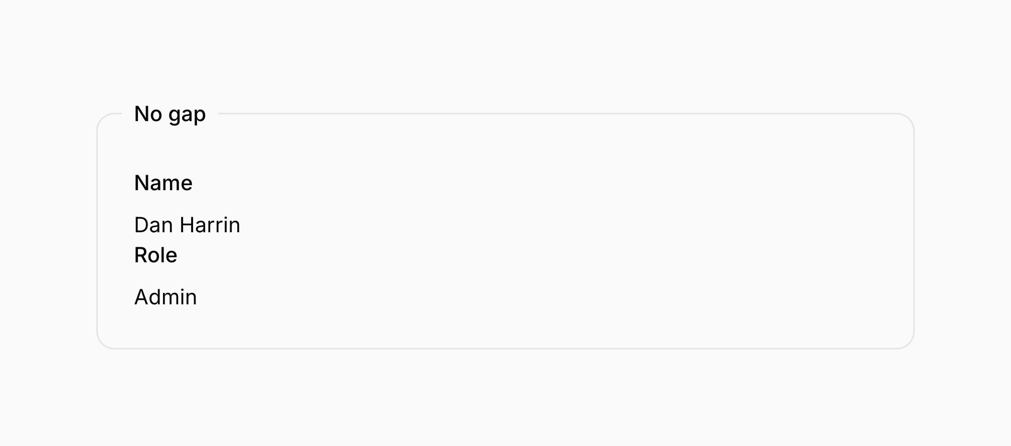 A layout with no gap