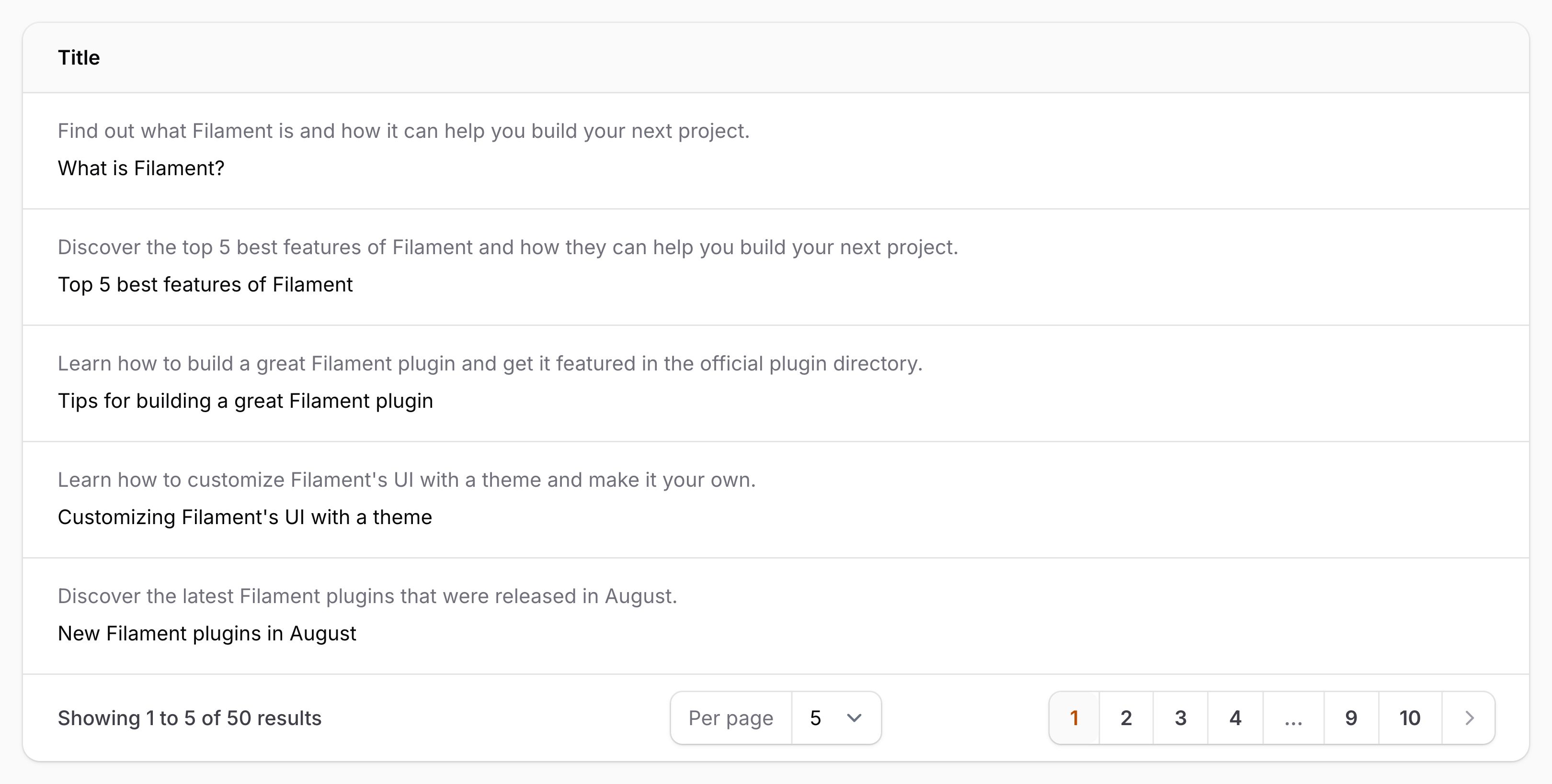 Text column with description above the content
