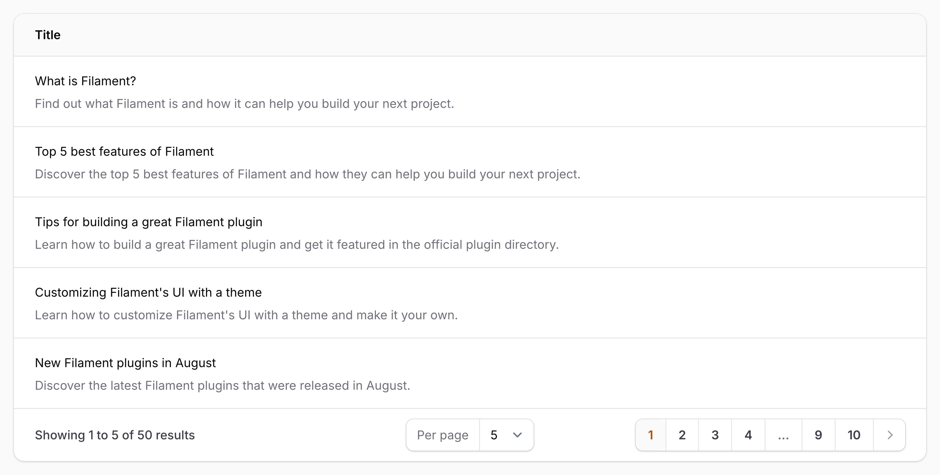 Text column with description