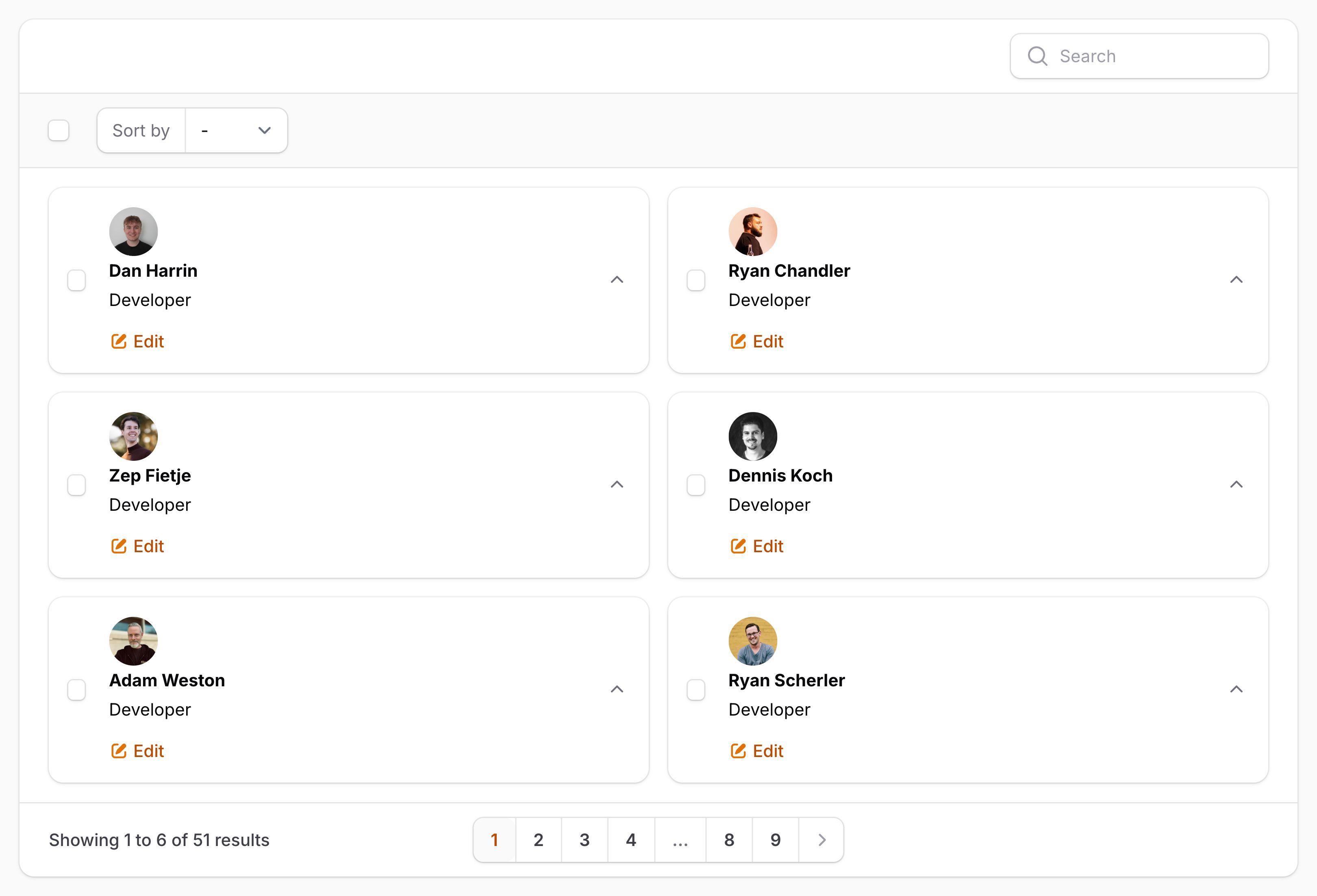 Table with grid layout