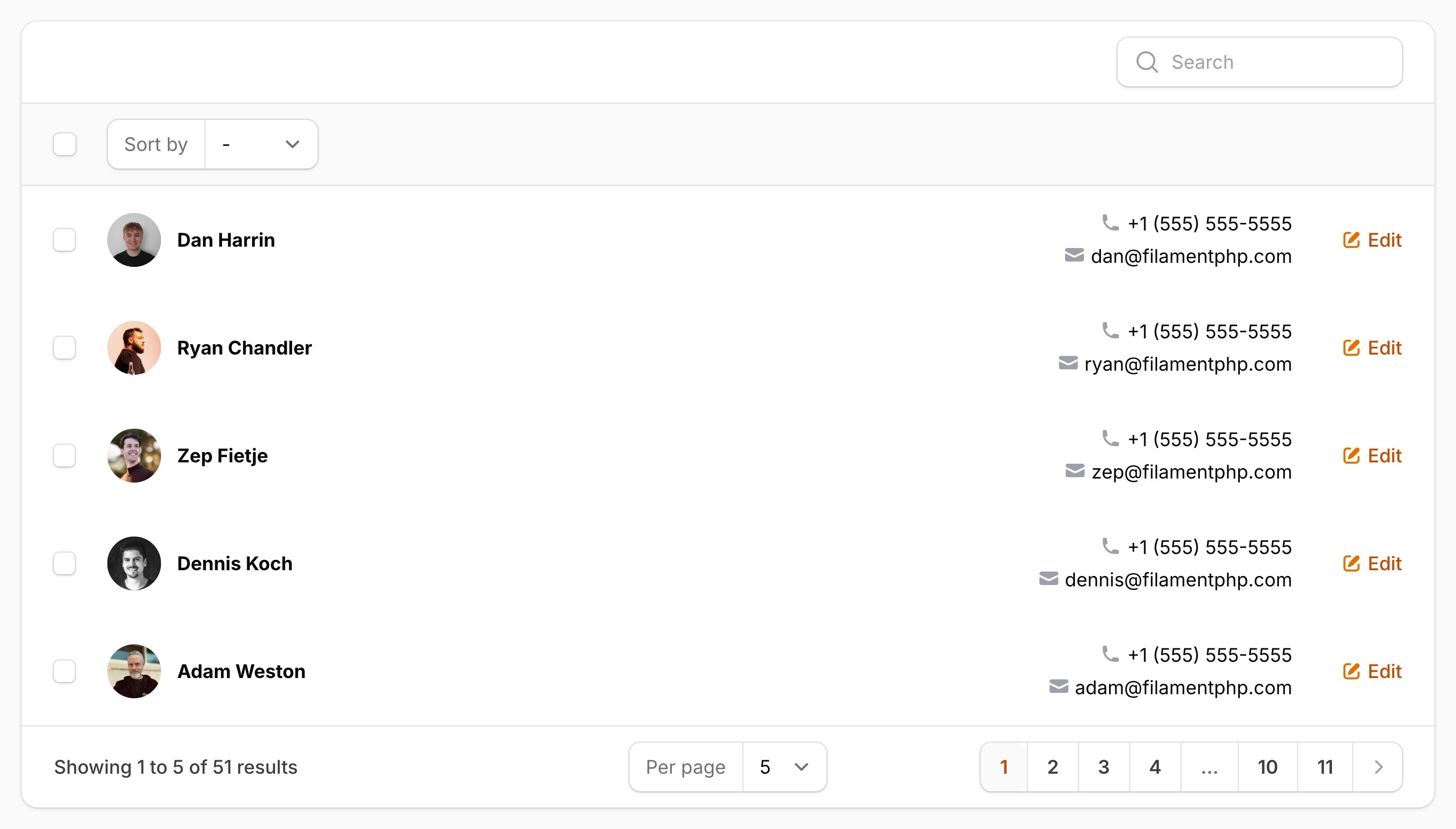 Table with a stack aligned right