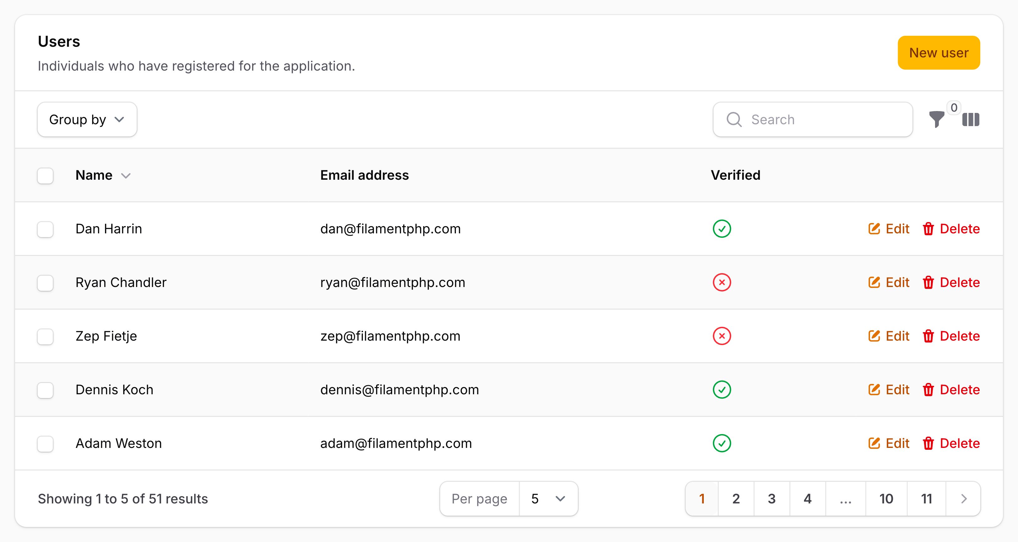 Table with striped rows
