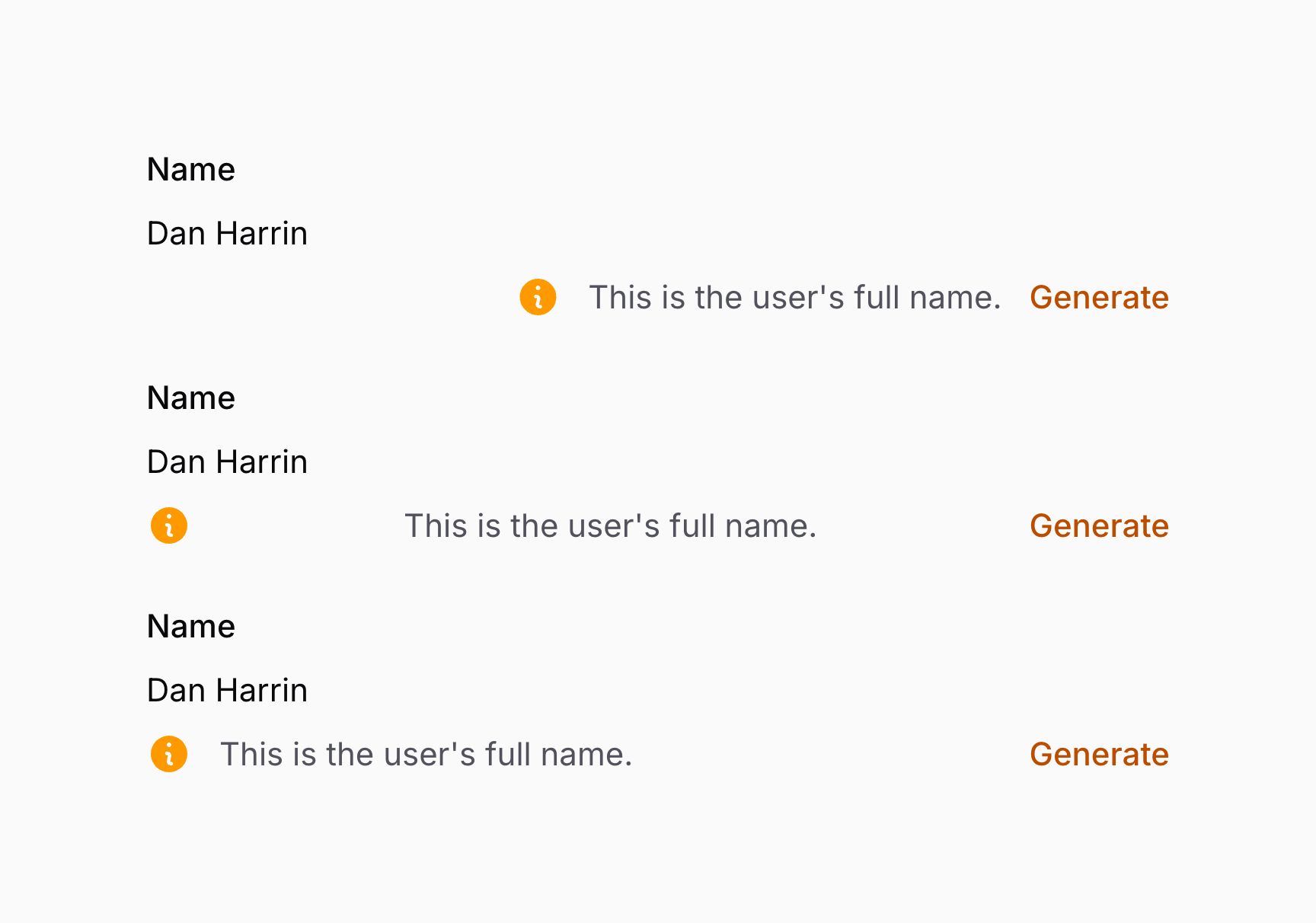 Infolist entry with aligned components below content